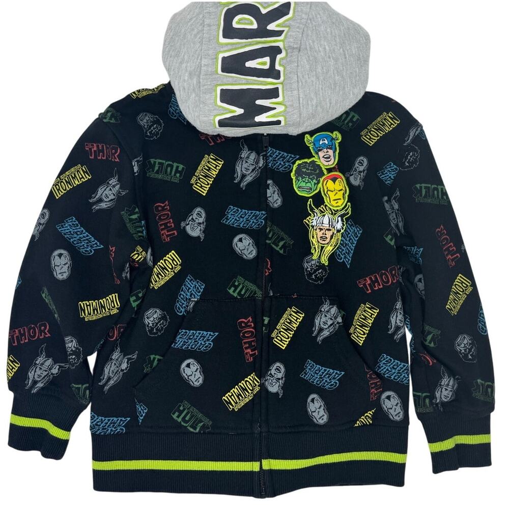 Marvel Hoodie Sweatshirt Boys 5 Black Iron Man Hulk Captain America Thor